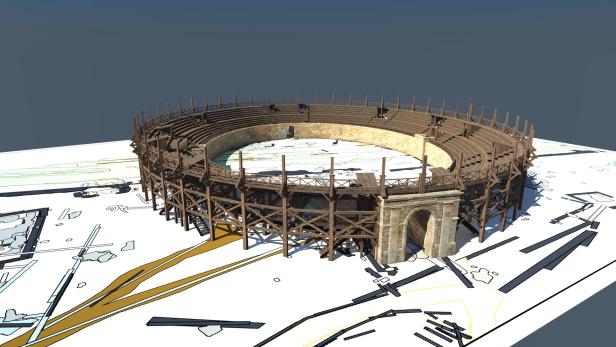 So könnte das neu entdecke Amphitheater in Carnuntum ausgesehen haben.