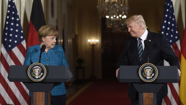 Donald Trump und Angela Merkel bei der gemeinsamen PK im Weißen Haus.