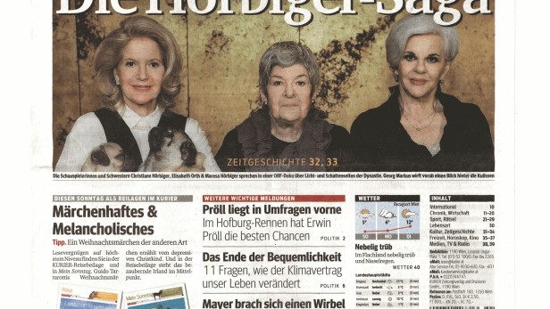 Schlagzeile vom 20.12.2015Die Hörbiger-SagaKurier