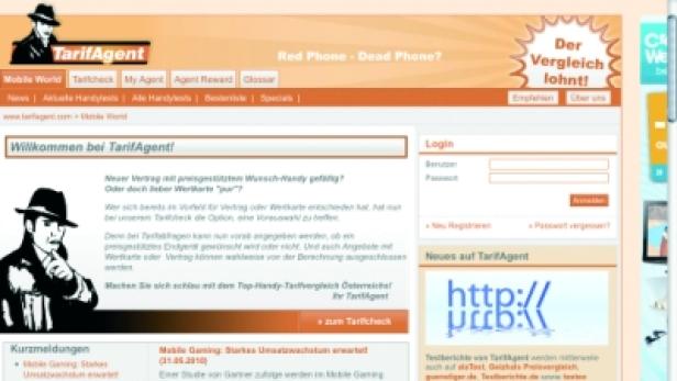 Die Webseite von TarifAgent mit Informationen zu Mobilfunktarifen.