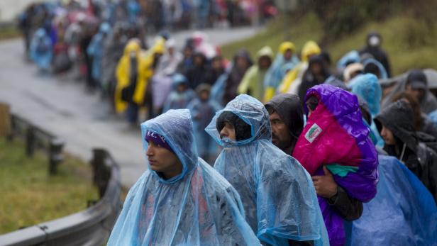 Flüchtlinge an der Slowenisch-Österreichischen Grenze.