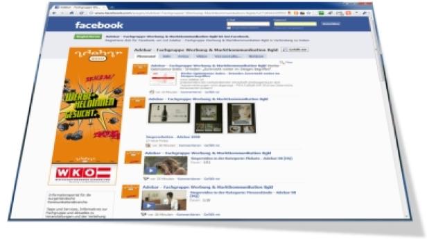 Ein Screenshot einer Facebook-Seite der Fachgruppe Werbung & Marktkommunikation Bgld.