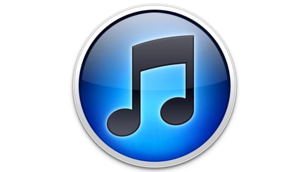 Das iTunes-Logo mit einer schwarzen Note auf blauem Hintergrund.