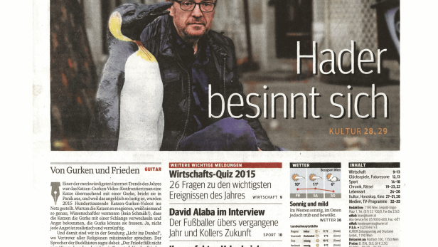 Schlagzeile vom 25.12.2015Hader besinnt sichKurier