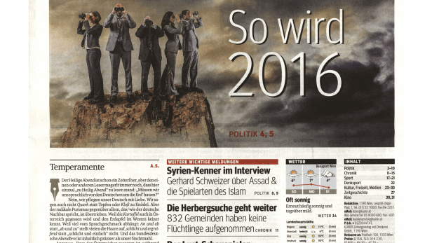 Schlagzeile vom 27.12.2015So wird 2016Kurier