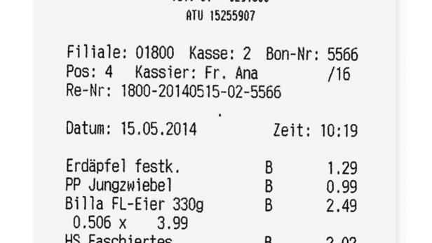 Ein Kassenbon von Billa vom 15.05.2014 über 6,79 Euro.