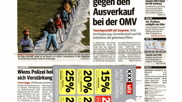 Schlagzeile vom 29.12.2015Widerstand gegen den Ausverkauf bei der OMVKurier