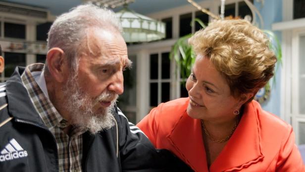 Fidel Castro (87) im Jänner mit Brasiliens Präsidentin Dilma Rousseff