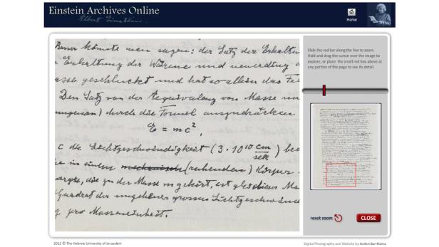 Albert-Einstein-Archiv jetzt online