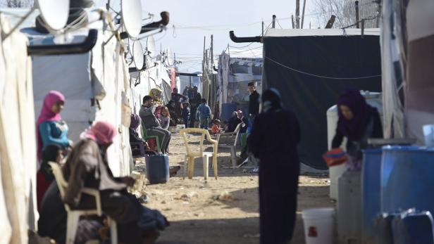 Flüchtlingslager in der Bekaa-Ebene nahe zur syrischen Grenze im Libanon.