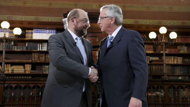 Minister Jean-Claude Juncker und Martin Schulz (li)