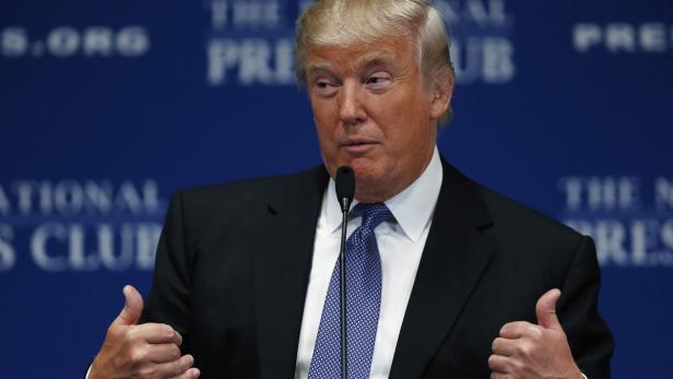 Donald Trump gives a luncheon speech at the Nation