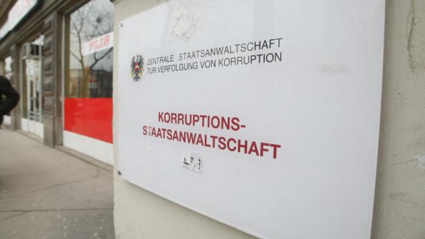 Ein Schild der Korruptionsstaatsanwaltschaft in Österreich.