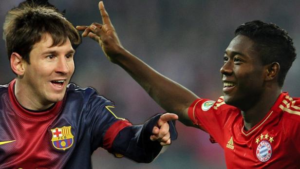 Barcelonas Lionel Messi und Bayerns David Alaba