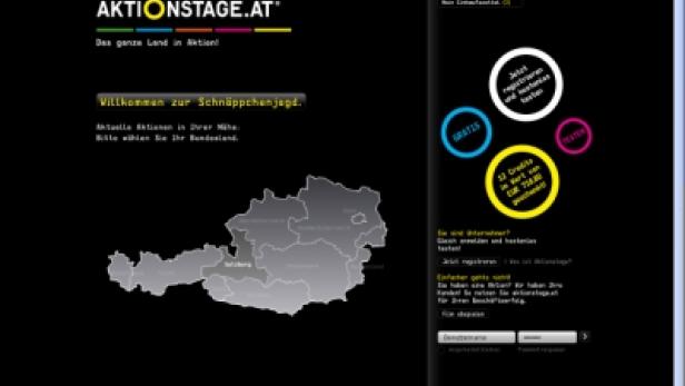 Die Webseite aktionstage.at mit einer Karte von Österreich.