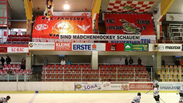 Einige Fans des KAC gingen lieber zur U18-Mächen-WM zuschauen.