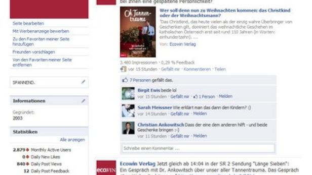 Ein Screenshot der Facebook-Seite von Ecowin Verlag.