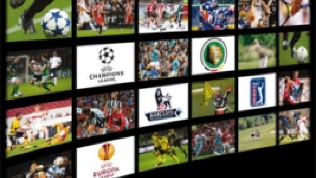 Ein Smartphone-Bildschirm zeigt die Sky Sport App mit verschiedenen Sportarten.
