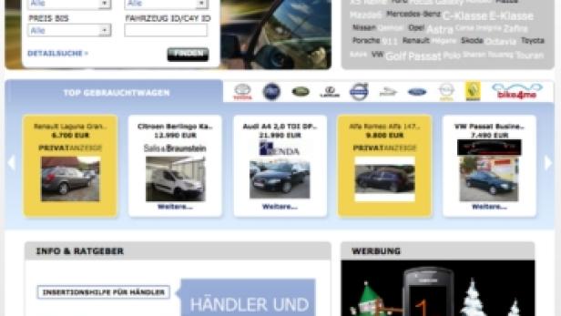 Die Webseite car4you.at zeigt eine Suchmaske für Gebrauchtwagen und eine Auswahl von Top-Angeboten.