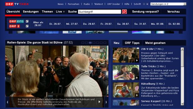 Eine Menschenmenge mit Kameras bei einer Veranstaltung, dargestellt auf der ORF TVthek-Website.