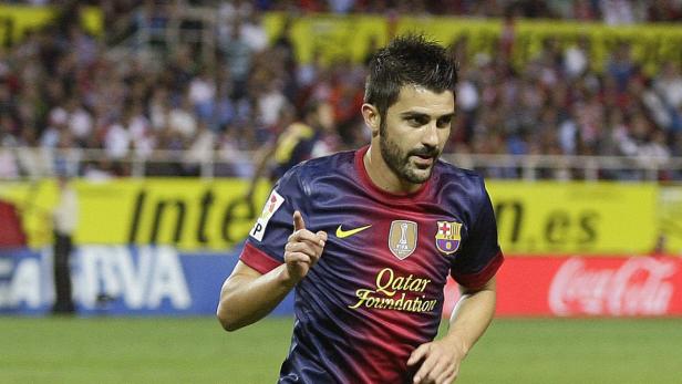 David Villa im Trikot des FC Barcelona auf dem Spielfeld.