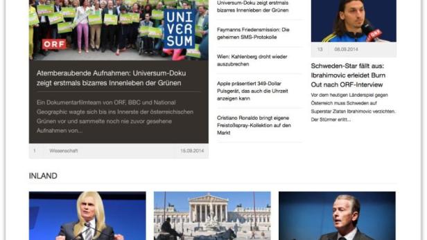 Screenshot der Webseite „Die Tagespresse“, einer österreichischen Onlinezeitung.