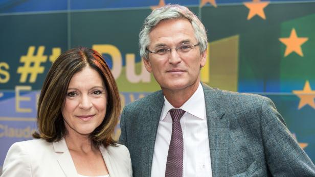 &quot;#tvDuell&quot;-Interviewer-Duo Ingrid Thurnher und Peter Frey