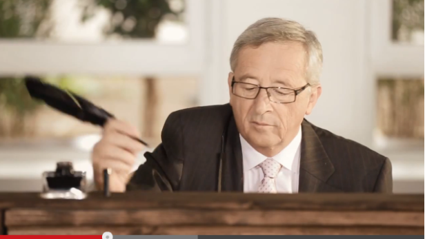 Wahlspots: Juncker als Technik-Dino, Grün vs. Neos