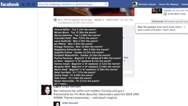 Facebook zeigt Aktivitäten in der Gruppe