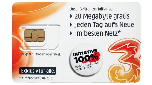 Drei: Gratis-Internet mit 20MB täglich