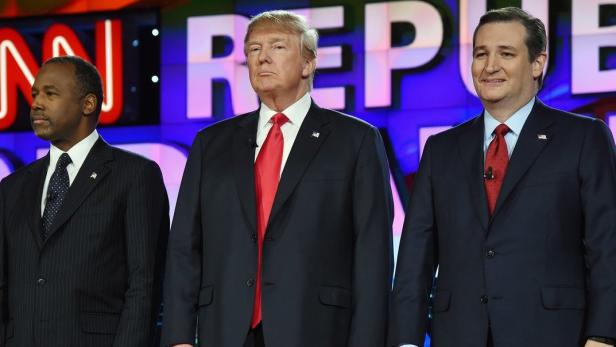 Ben Carson, Donald Trump und Ted Cruz.
