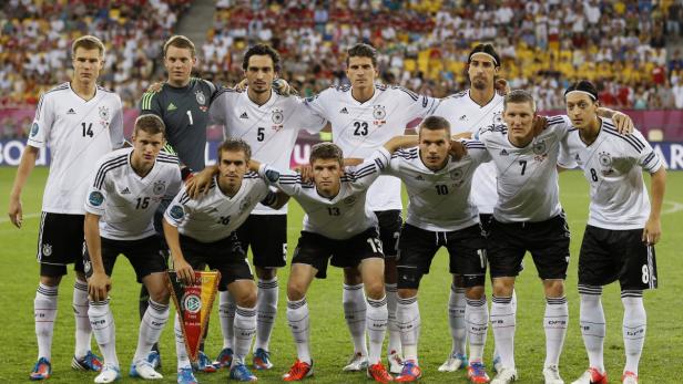 Die deutsche Fußballnationalmannschaft vor einem Spiel.