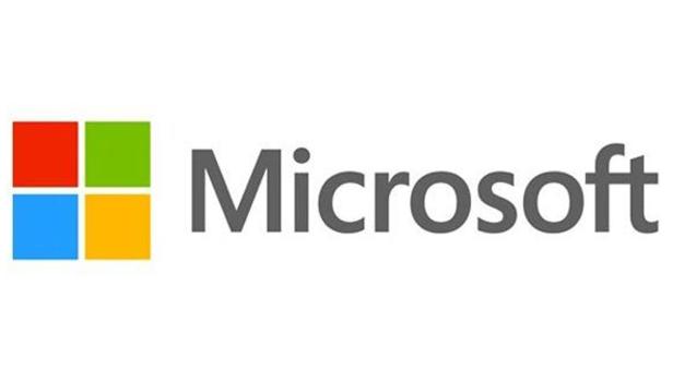 Das Logo von Microsoft mit dem Schriftzug und dem Symbol aus vier farbigen Quadraten.