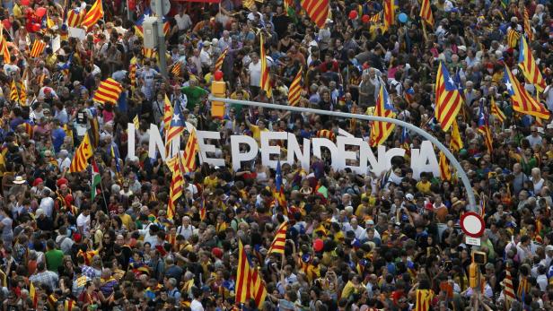 EPAepa03394514 Thousands of people participate in a pro-independence rally under the motto Catalonia, a new Europes state in downtown Barcelona, north-eastern, on 11 September 2012, to mark the Diada, or Catalonia Day. Reports state that The Diada is ofte