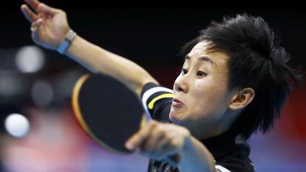 REUTERSAustrias Liu Jia hits a return to Belarus Aleksandra Privalova during their womens singles second round table tennis match in the ExCel venue at the London 2012 Olympic Games July 28, 2012. REUTERS/Grigory Dukor (BRITAIN - Tags: SPORT OLYMPICS SPO TT: Liu Jia im EM-Achtelfinale