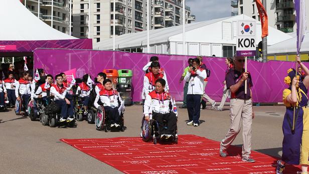 Das südkoreanische Team bei den Paralympischen Spielen in London 2012.