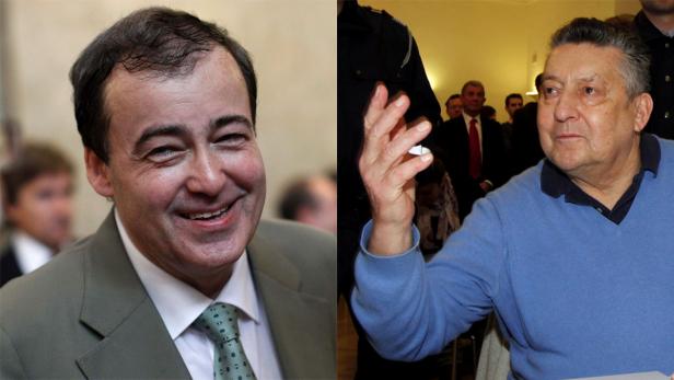 Ein zusammengesetztes Bild von zwei Männern vor unscharfen Hintergründen.