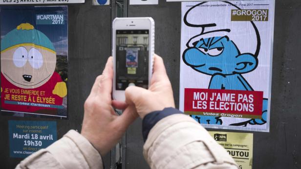 Eine Kunstaktion zu den Präsidentenwahlen in Frankreich.