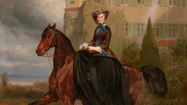 Carl Theodor von Piloty und Franz Adam: &quot;Kaiserin Elisabeth von Österreich als Braut zu Pferd in Possenhofen&quot; (1853)