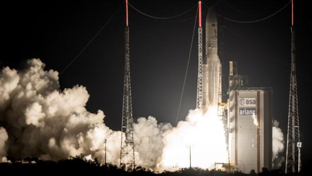 Die &quot;Ariane 5&quot;-Rakete startet vom Guiana Space Center in Kourou.
