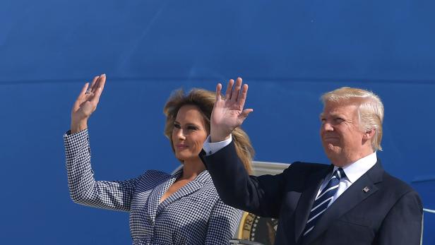 Donald Trump mit Melania bei der Ankunft in Brüssel