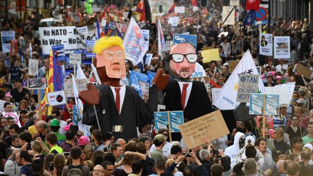 Trump in Brüssel. Es gab Proteste.