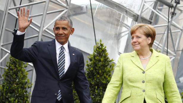Barack Obama und Angela Merkel beim Kirchentag