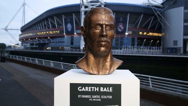 Gareth Bale vor dem Champions-League-Finale in dessen Heimatstadt Cardiff verewigt.