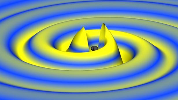 Simulation der Verschmelzung zweier schwarzer Löcher.