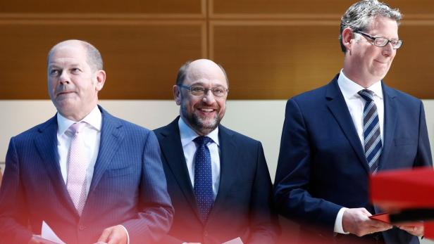 Olaf Scholz, Martin Schulz und Thorsten Schäfer-Gümbel