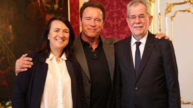 Bundespräsident Alexsander Van Der Bellen mit Arnold Schwarzenegger