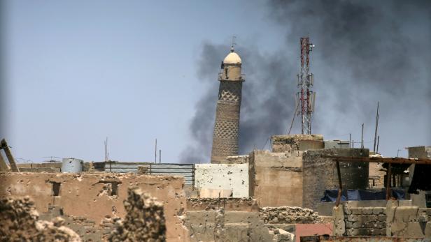 Das schiefe Minarett der Al-Nuri-Moschee wurde vom IS gesprengt.