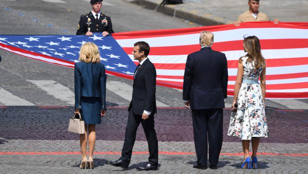 Brigitte und Emmanuel Macron, Donald und Melania Trump