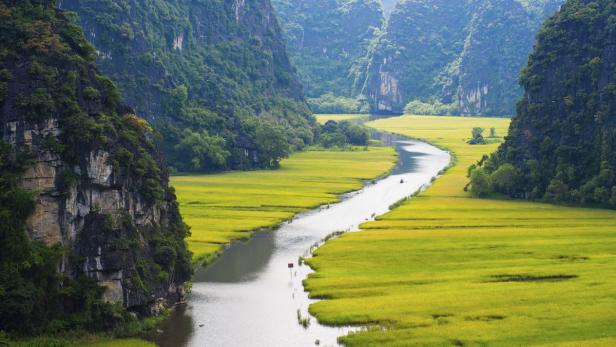 Eine der kleinsten vietnamesischen Provinzen, Ninh Bình, liegt im Süden des Deltas des Roten Flusses. Neben dem Feuchtbiotop im Naturreservat Vân Long sind auch die Reisfelder besonders sehenswert.